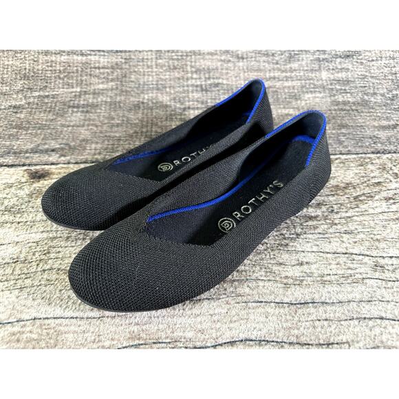 Rothy's The Flat Women's Black Round Toe Knitted Flats Slip On Size 7.5 - Picture 1 of 10